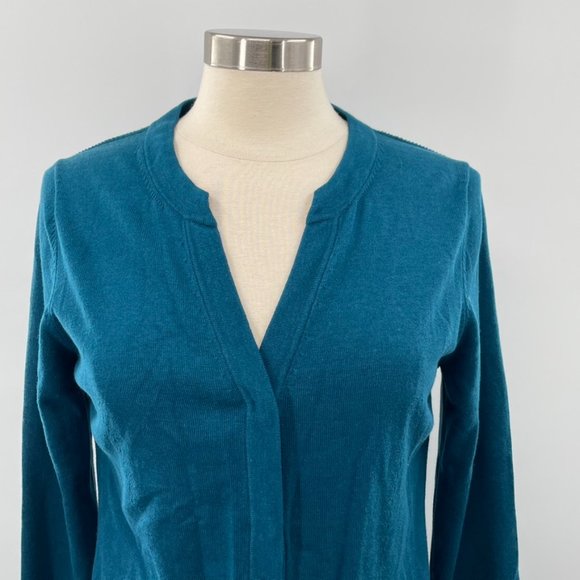 CAbi Womens Ever Teal Snap Cotton Blend Cardigan Sweater  Size Medium M  NWOT - Picture 2 of 11